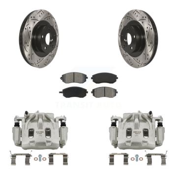 Front Disc Brake Coated Caliper Drill Slot Rotor Semi-Metallic Pad Kit For Subaru Legacy KCD-100111S