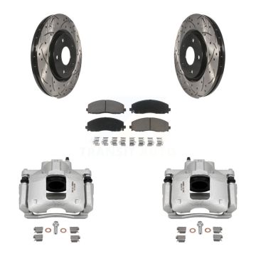 Front Disc Brake Coated Caliper Drilled Slotted Rotors And Ceramic Pads Kit For Ram C/V KCD-100112C