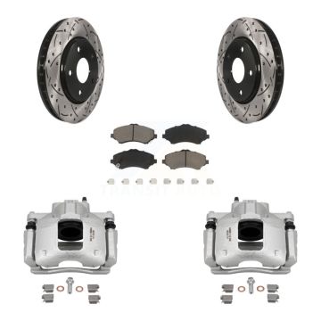 Front Brake Caliper Drill Slot Rotors Ceramic Pad Kit For Dodge Grand Caravan Chrysler & KCD-100113C