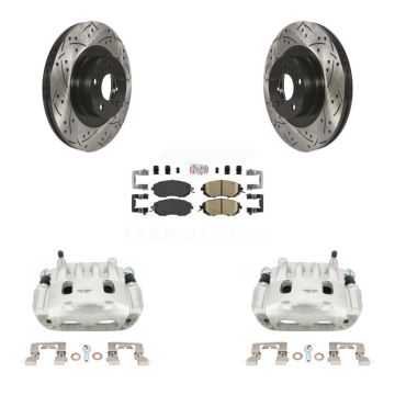 Front Brake Coat Caliper Drill Slot Rotor Ceramic Pad Kit For Subaru Forester Impreza XV KCD-100113N