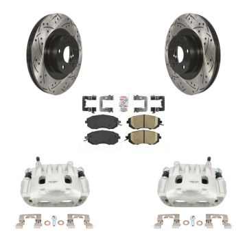 Front Brake Coat Caliper Drill Slot Rotor Ceramic Pad Kit For Subaru Forester Impreza XV KCD-100114N