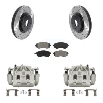 Front Disc Brake Coated Caliper Drill Slot Rotor Semi-Metallic Pad Kit For Subaru Legacy KCD-100114S