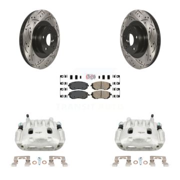 Front Brake Caliper Drill Slot Rotor Ceramic Pad Kit For Subaru Outback Forester Impreza KCD-100117N