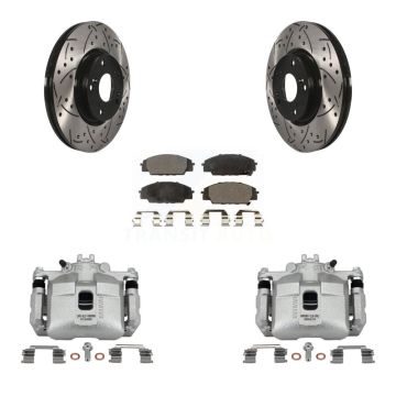 Front Brake Coat Caliper Drill Slot Rotor Ceramic Pad Kit For 2002-2006 Acura RSX Type-S KCD-100117T