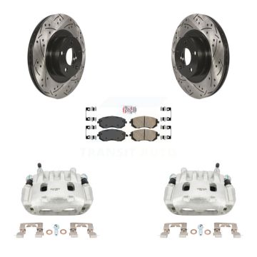 Front Brake Caliper Drill Slot Rotor Ceramic Pad Kit For Subaru Outback Forester Impreza KCD-100118N