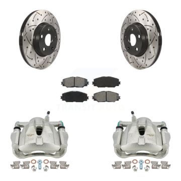 Front Brake Caliper Drill Slot Rotors Semi-Metallic Pad Kit For Toyota Corolla Matrix xD KCD-100118S