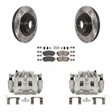 Front Disc Brake Coated Caliper Drilled Slotted Rotors Ceramic Pad Kit For Subaru Legacy KCD-100119N