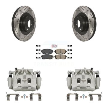 Front Disc Brake Coated Caliper Drilled Slotted Rotors Ceramic Pad Kit For Subaru Legacy KCD-100120N