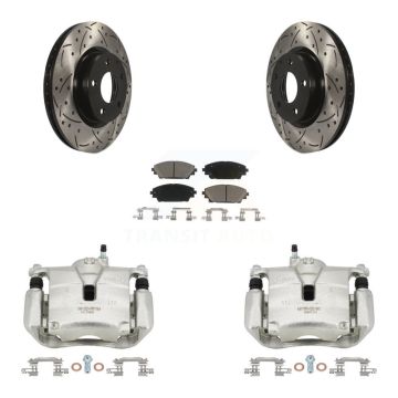 Front Disc Brake Coated Caliper Drill Slot Rotors Ceramic Pad Kit For Mazda 3 CX-3 Sport KCD-100121C