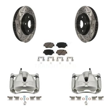 Front Brake Caliper Drill Slot Rotor Ceramic Pad Kit For Lexus IS250 Base with Sedan RWD KCD-100122C