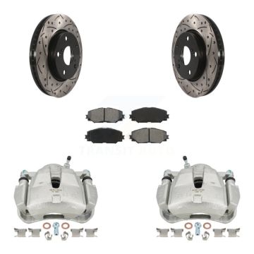 Front Brake Caliper Drill Slot Rotors Semi-Metallic Pad Kit For 2014-2015 Toyota RAV4 LE KCD-100123S