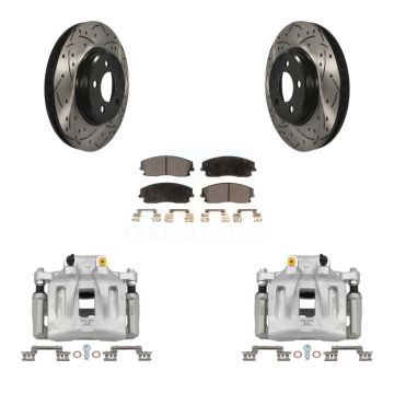 Front Brake Caliper Drill Slot Rotor Semi-Metallic Pad Kit For Dodge Chrysler 300 Magnum KCD-100124P