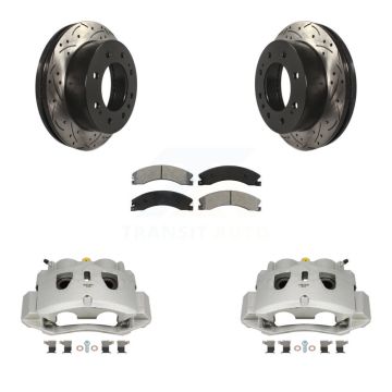 Front Brake Caliper Drill Slot Rotor Semi-Metallic Pad Kit For GMC Chevrolet Sierra 2500 KCD-100124S