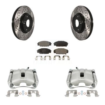 Front Brake Coat Caliper Drill Slot Rotor Ceramic Pad Kit For 2007-2010 Acura CSX Type-S KCD-100124T