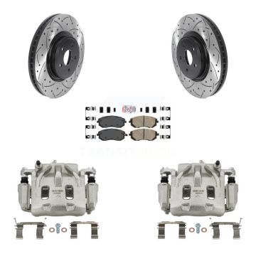 Front Disc Brake Coated Caliper Drilled Slotted Rotors Ceramic Pad Kit For Subaru Legacy KCD-100125N