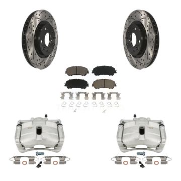 Front Disc Brake Coated Caliper Drill Slot Rotors Ceramic Pad Kit For Nissan Rogue Sport KCD-100126C