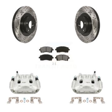Front Brake Caliper Drilled Slot Rotor Semi-Metallic Pad Kit For Subaru Impreza To 06 02 KCD-100126S