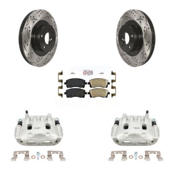 Front Brake Caliper Drill Slot Rotors Ceramic Pad Kit For 03 Subaru Impreza WRX To 06 02 KCD-100128N