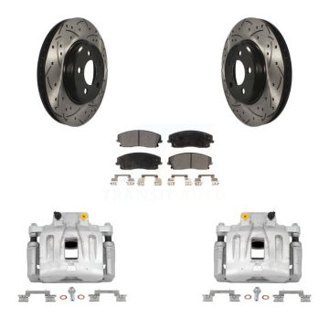 Front Brake Coat Caliper Drill Slot Rotor Ceramic Pad Kit For Chrysler 300 Dodge Charger KCD-100128T