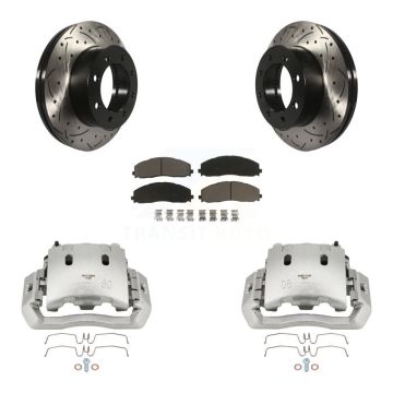 Front Brake Coated Caliper Drill Slotted Rotor Ceramic Pad Kit For Ford F-450 Super Duty KCD-100130C