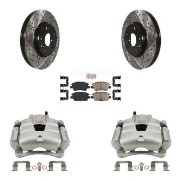 Front Brake Caliper Drill Slotted Rotor Ceramic Pad Kit For Chevrolet Cruze Bolt EV Volt KCD-100132N