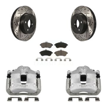 Front Disc Brake Coated Caliper Drill Slot Rotors Ceramic Pad Kit For Mercedes-Benz C250 KCD-100133C