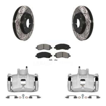 Front Brake Coated Caliper Drill Slot Rotors Semi-Metallic Pad Kit For Mitsubishi Lancer KCD-100133S