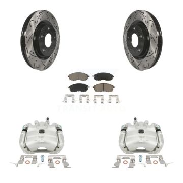 Front Disc Brake Coated Caliper Drill Slot Rotors Ceramic Pad Kit For Nissan Sentra Juke KCD-100134C