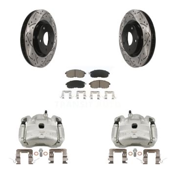 Front Brake Caliper Drill Slotted Rotor Ceramic Pad Kit For Nissan Sentra SE-R with 2.5L KCD-100136C