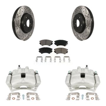 Front Disc Brake Coated Caliper Drill Slotted Rotor Ceramic Pad Kit For Chevrolet Camaro KCD-100139C