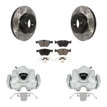 Front Brake Caliper Drilled Slot Rotor Semi-Metallic Pad Kit For 2008 BMW 328xi To 08 07 KCD-100140P