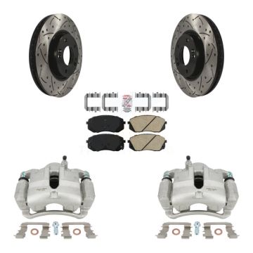 Front Brake Caliper Drill Slot Rotor Ceramic Pad Kit For Kia Sportage 2.4L From 12 10 15 KCD-100143N