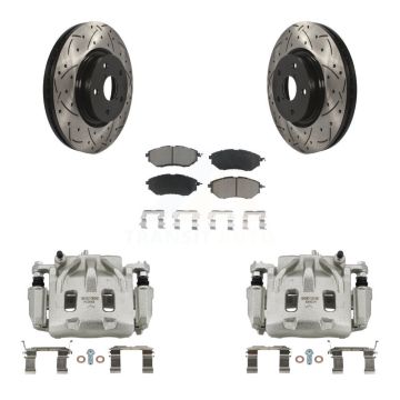 Front Brake Caliper Drill Slotted Rotor Ceramic Pad Kit For Subaru Outback WRX Legacy B9 KCD-100144C