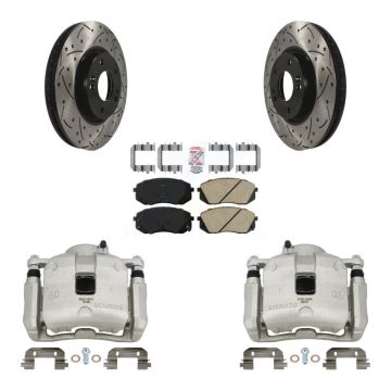 Front Brake Caliper Drill Slot Rotor Ceramic Pad Kit For Kia Sportage 2.4L From 12 10 15 KCD-100144N
