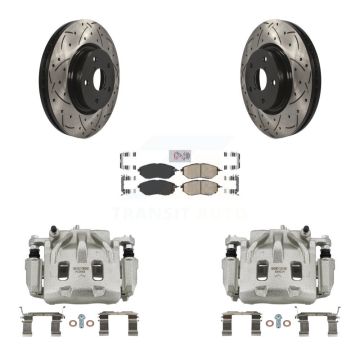 Front Brake Caliper Drill Slotted Rotor Ceramic Pad Kit For Subaru Outback WRX Legacy B9 KCD-100147N