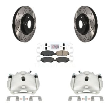 Front Brake Coated Caliper Drill Slotted Rotor Ceramic Pad Kit For Honda Civic Acura ILX KCD-100149N