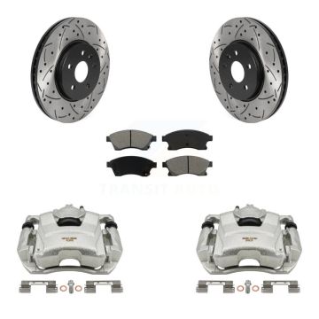 Front Brake Caliper Drill Slot Rotors Semi-Metallic Pad Kit For 13-14 Chevrolet Sonic RS KCD-100150S