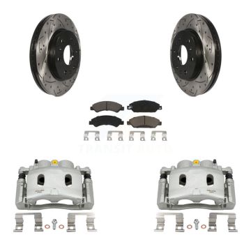 Front Brake Caliper Drill Slot Rotor Ceramic Pad Kit For Chevrolet Avalanche Cadillac XL KCD-100155C