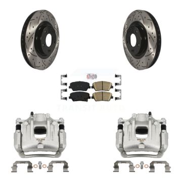 Front Brake Caliper Drilled Slot Rotor Ceramic Pad Kit For Kia Sorento Limited with 3.3L KCD-100155N