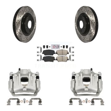 Front Brake Caliper Drilled Slot Rotor Ceramic Pad Kit For Kia Sorento Limited with 3.3L KCD-100156N