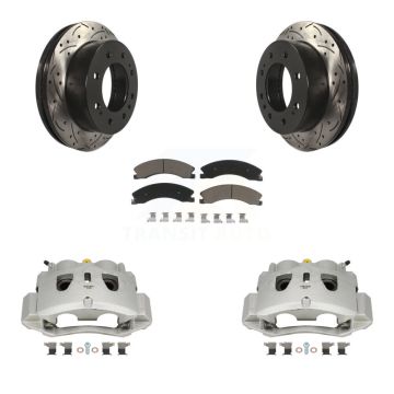 Front Brake Caliper Drill Slotted Rotor Ceramic Pad Kit For GMC Chevrolet Sierra 2500 HD KCD-100157C