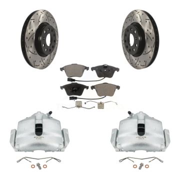 Front Brake Coated Caliper Drill Slot Rotors Ceramic Pad Kit For 2010 Volkswagen CC 3.6L KCD-100158T