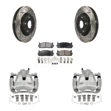 Front Brake Caliper Drill Slot Rotor Ceramic Pad Kit For Toyota Camry Lexus ES350 Avalon KCD-100160T
