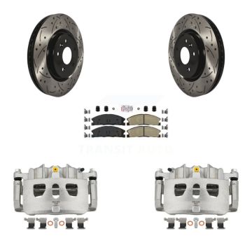 Front Brake Coated Caliper Drill Slot Rotor Ceramic Pad Kit For 2013 Ford Explorer Sport KCD-100161N