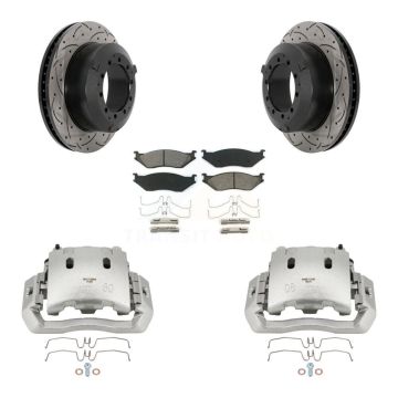 Front Brake Caliper Drilled Slot Rotor Semi-Metallic Pad Kit For International TerraStar KCD-100161S