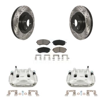 Front Brake Coat Caliper Drill Slot Rotor Ceramic Pad Kit For Subaru Forester Impreza XV KCD-100162C