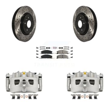 Front Brake Caliper Drill Slot Rotors Semi-Metallic Pad Kit For 2013 Ford Explorer Sport KCD-100162N