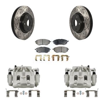 Front Brake Caliper Drill Slot Rotor Semi-Metallic Pad Kit For Subaru Outback WRX Legacy KCD-100162P