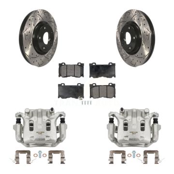 Front Brake Caliper Drill Slot Rotor Ceramic Pad Kit For INFINITI G37 With Brembo Brakes KCD-100162T