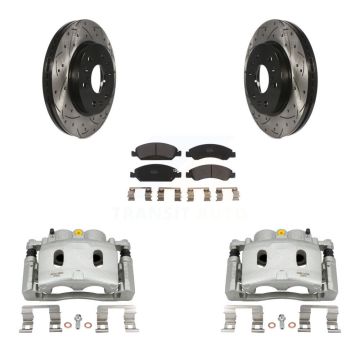 Front Brake Caliper Drilled Slot Rotor Semi-Metallic Pad Kit For Chevrolet GMC Silverado KCD-100164P